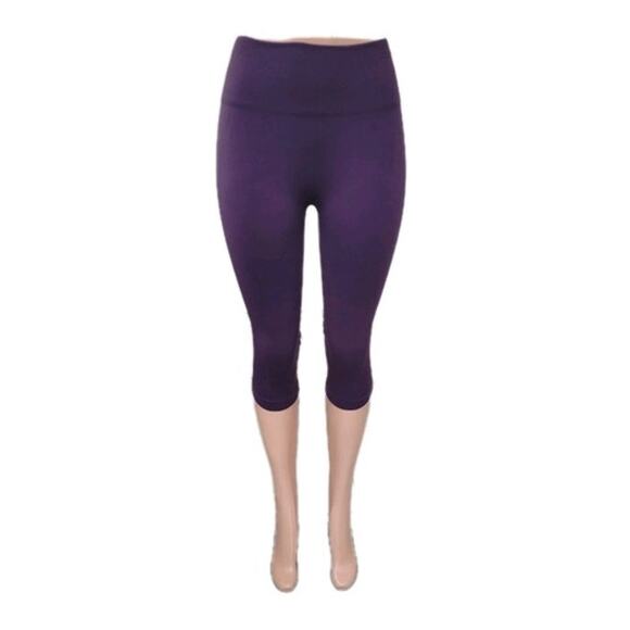 Lululemon‎ In The Flow Crop Leggings Women's Size 8 Purple Seamless Yoga - Picture 1 of 13